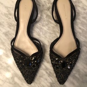 Zara Tweed Boucle Slingback Flats Sz39/9